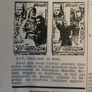 Communiqué de la série avec nom des graveurs pour chaque timbre