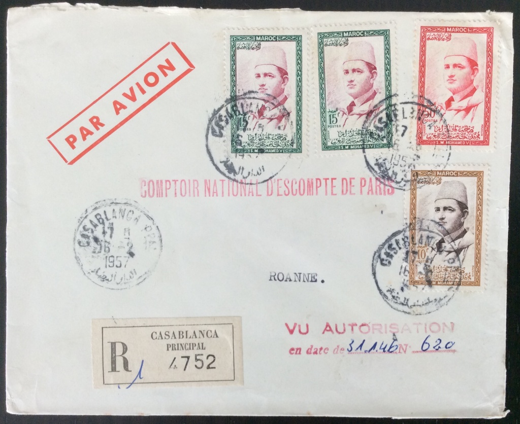 Lettre au tarif 90F probablement 2ème échelon (30F) avec taxe de recommandation (45F) et accusé de réception (15F). Affranchissement manuel avec cachet à date bilingue