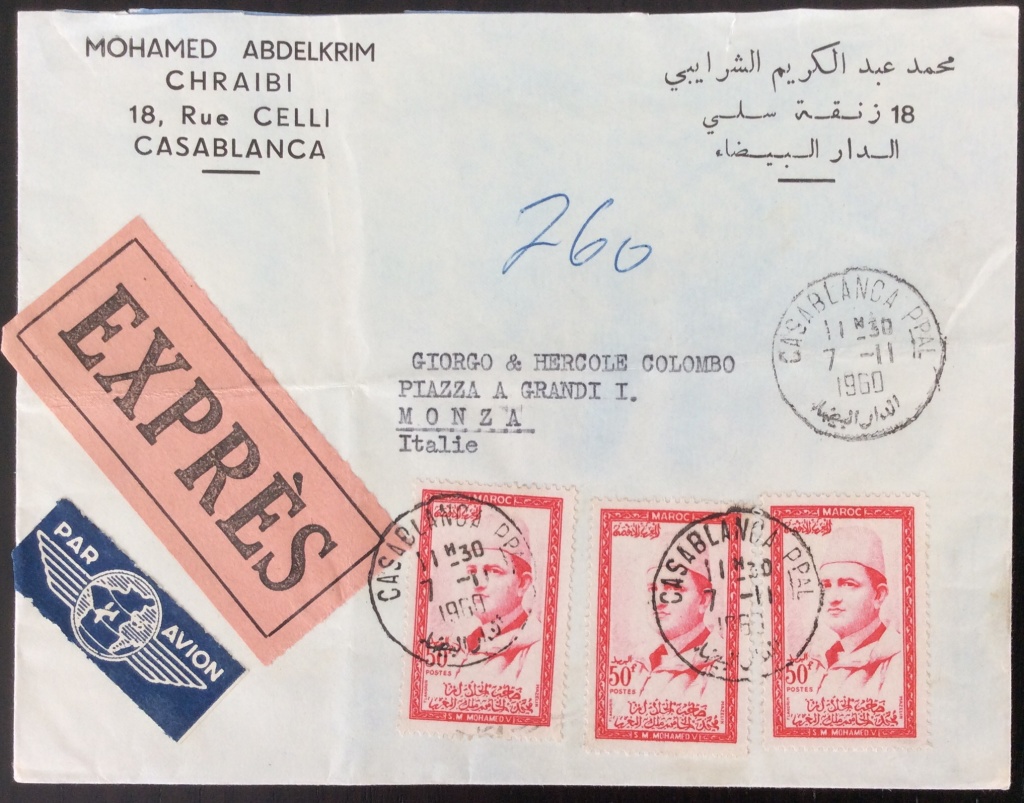 Lettre pour l'Italie au tarif de 150F