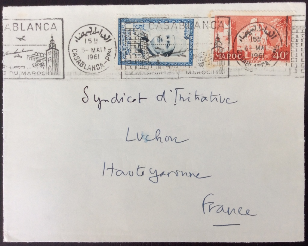 Lettre de 1961 pour la France avec affranchissement composé. Oblitération mécanique SECAP avec illustration