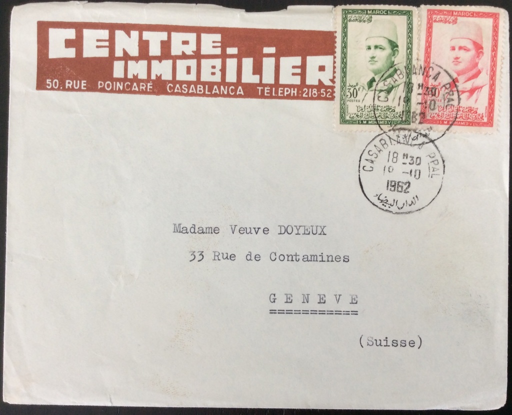 Lettre pour la Suisse au tarif de 80F
