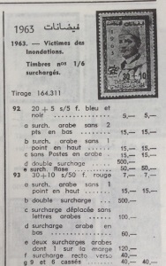 Liste des variétés de la série courante surchargée au profit des victimes des innondations (Catalogue Cotter 1983)